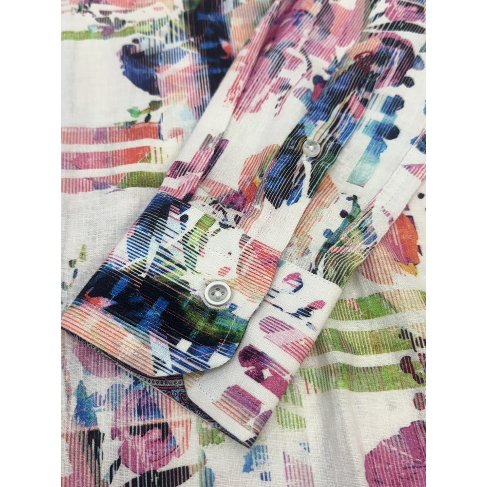 NWT Robert Graham CALDWELLS Linen Cotton Blend Watercolor Button Shirt XS $198 - Picture 7 of 13